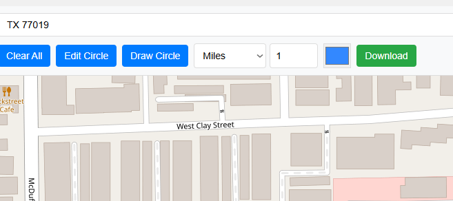 Draw circle around a point on map with radius